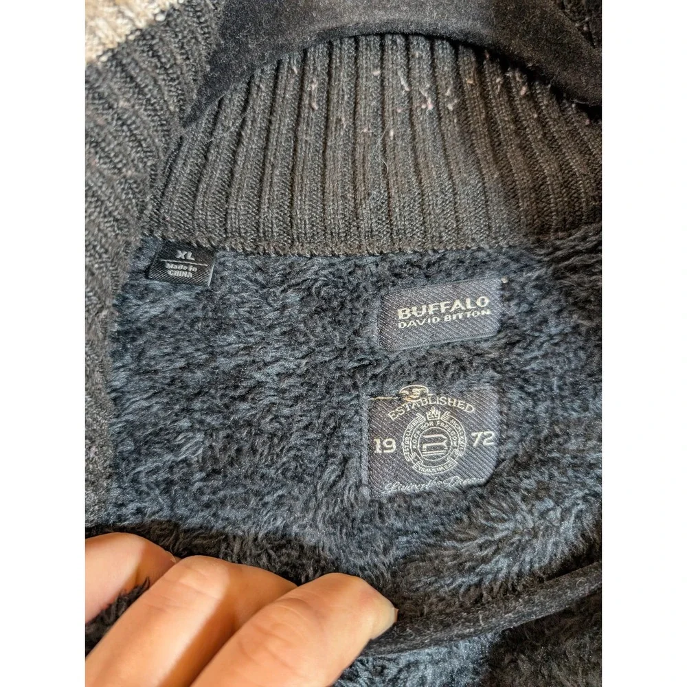 Buffalo David Bitton Cable Knit‎ Sweater Zip Up Men XL Tan